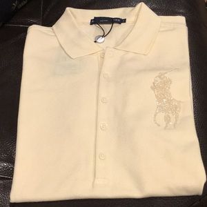 Ralph Lauren cream beaded polo shirt. Large.  NWT